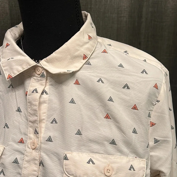 White Tent Columbia Long Sleeve Button Up - Picture 2 of 4